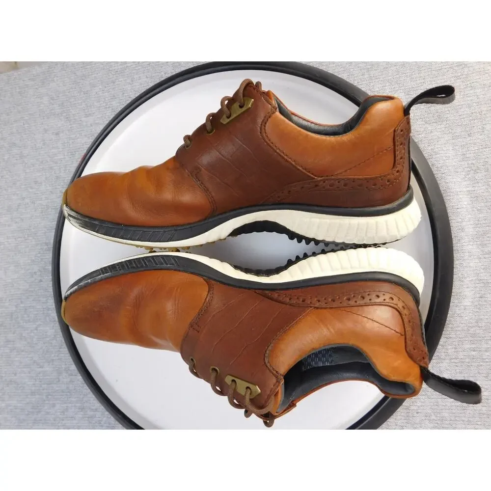 Johnston & Murphy Spikeless Golf Shoes Mens 8 Brown Leather Saddle XC4 25-3572
